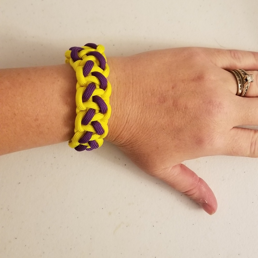 Handcrafted paracord bracelet purple/gold Great for EAST CAROLINA UNIVERSITY FAN